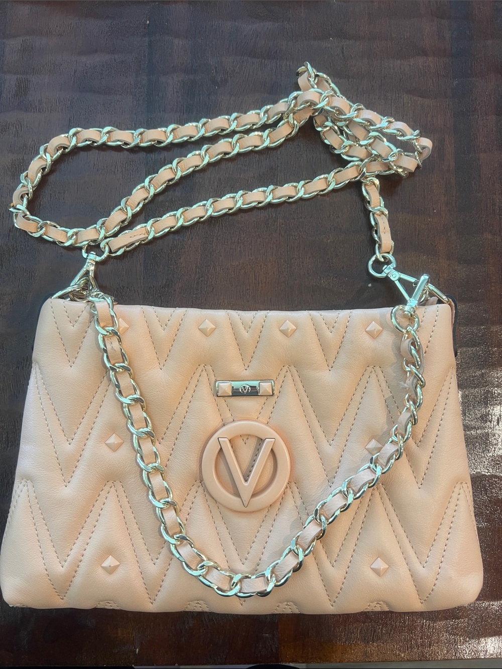 Valentino by Mario Quilted Shoulder Bag with Chain Strap